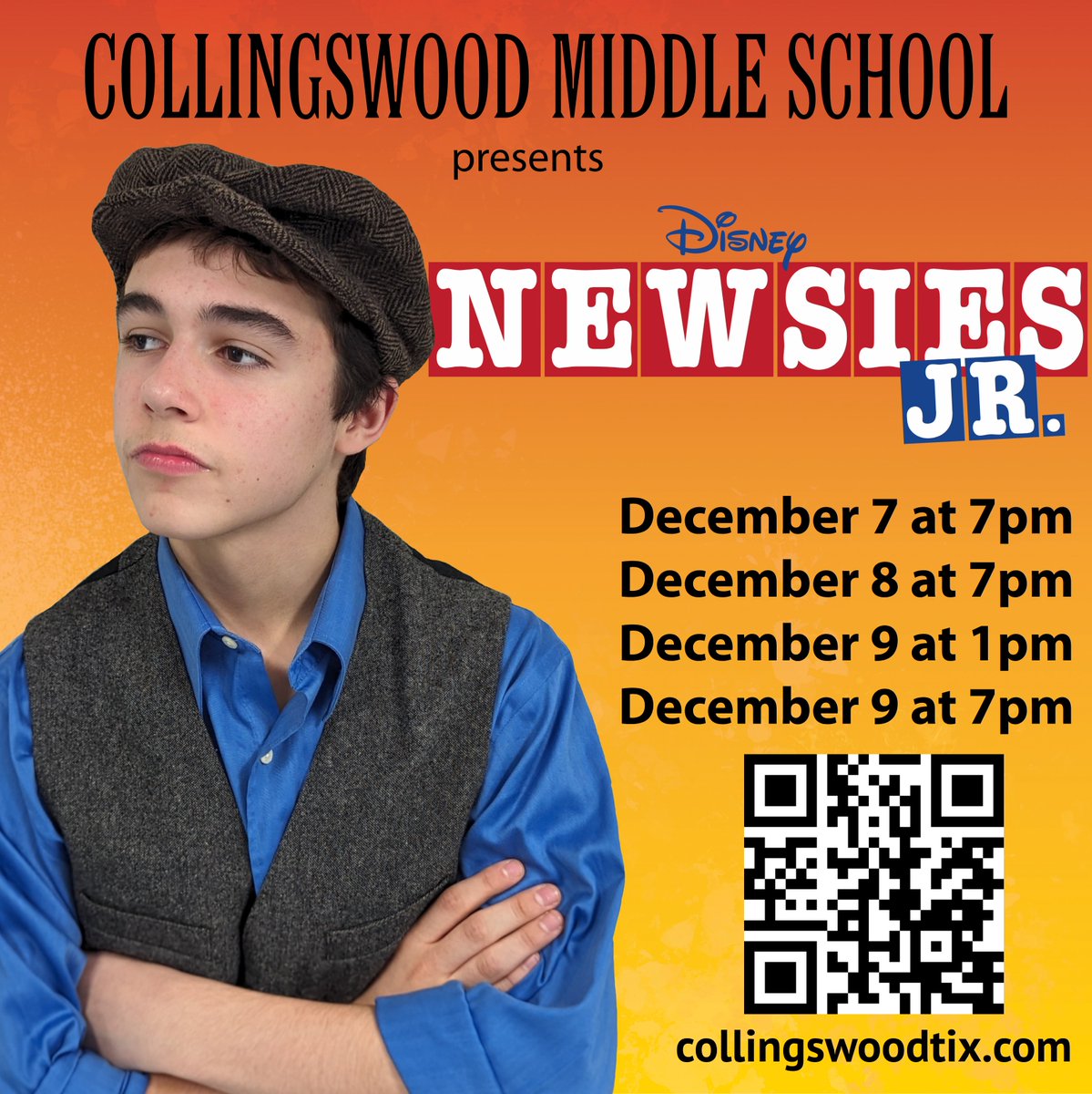 "You can keep your small life in the big city. Give me a big life in a small town, way out west, where a fella can breathe."

Jake fiercely leads the Newsies as union leader Jack Kelly in NEWSIES JR. this weekend! He performs with the Gold Cast tonight and tomorrow at 7pm.