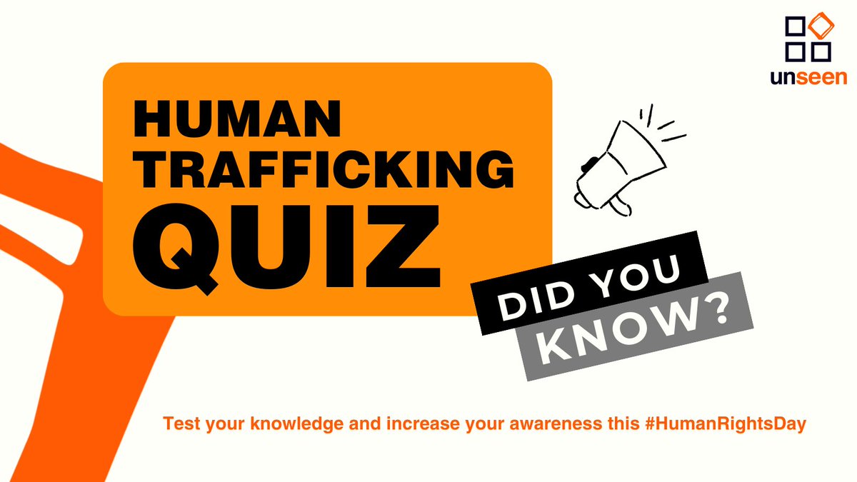 Today, on Human Rights Day, we invite you to join us in working towards a world without slavery. Take our quiz to test your human trafficking knowledge 👉 bit.ly/3zml2ku #HumanRightsDay #Awareness #ModernSlavery #HumanTrafficking