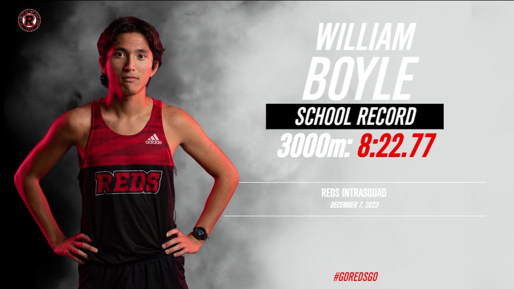 UNBTrack's tweet photo. ⚫️NEW RECORD🔴
Will Boyle battled it out with teammates in the 3000m to set a new school record of 8.22.77 last night at the Reds Intrasquad event in Saint John! 

#goredsgo https://t.co/DPuwULHVd5