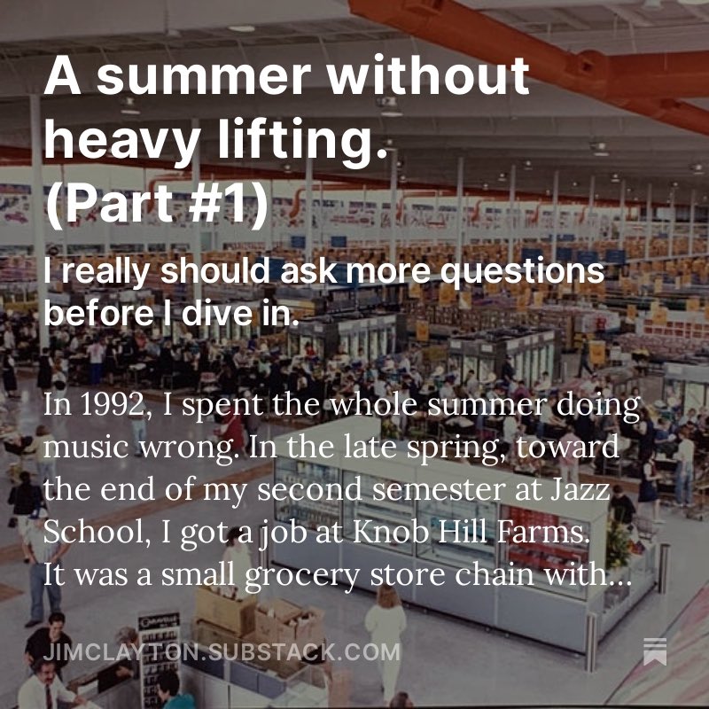 If by some chance you bought ground beef at the Weston Road Knob Hill Farms in March 1992, I may have held it in my bare hands. I apologize. 

To learn how that led to me wasting all my time and effort that summer, subscribe to my Substack:
jimclayton.substack.com
