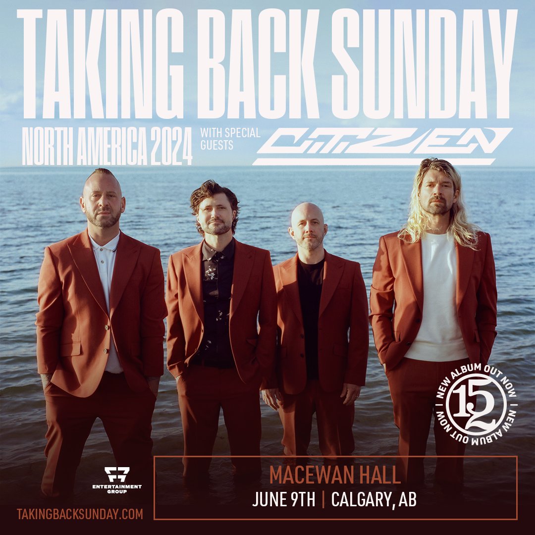 macewanhall's tweet photo. **ON SALE NOW**
Taking Back Sunday (@tbsofficial) live at MacEwan Hall on Sun. Jun 9th, 2024! Tickets on sale now at https://t.co/sqQjZmZZs2
#Takingbacksunday #yyc #AltRock #PostHardCore #PopPunk #yycevents #yycconcerts #CalgaryMusic #yycscene #MacHall https://t.co/5f90lpmPWm