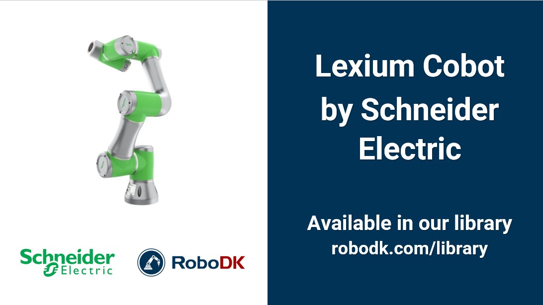 RoboDKinc's tweet image. *NEW BRAND ADDITION*: You can now find the 6-axis Lexium Cobot robots by Schneider Electric in our RoboDK online library. They are just one click away!

Try them now: ow.ly/ZxF450QgoQE 

#robodk #robotlibrary #newrobot #robotics #robot #manufacturing