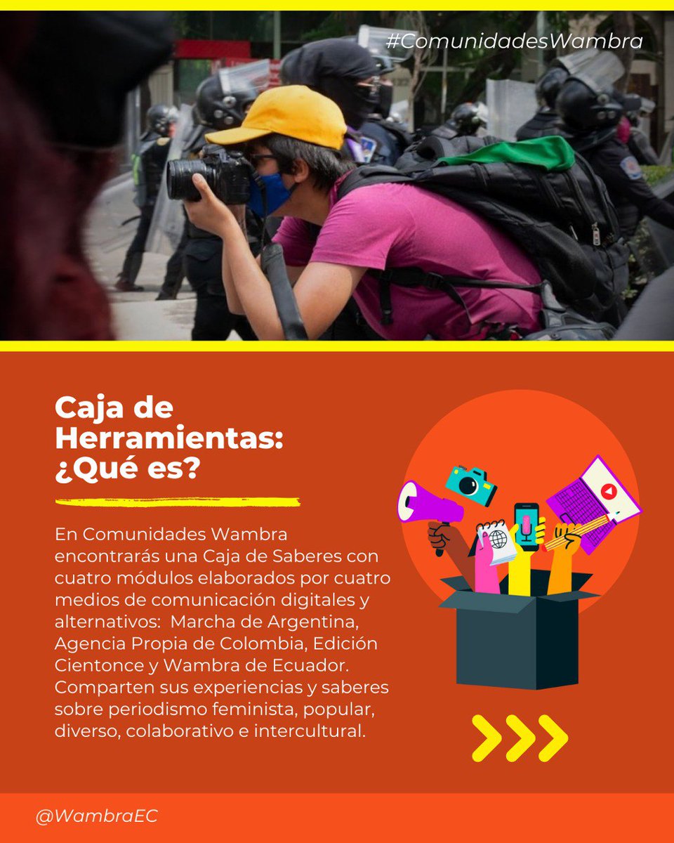 wambraEc's tweet photo. #ComunidadesWambra

Medios digitales, comunitarios y alternativos, creadorxs de contenidos podremos fortalecer nuestros conocimientos sobre periodismo con enfoque de Derechos y de las diversidades.

 #WambraDiversidad #Ecuador #ComunicaciónComunitaria https://t.co/AAX4B48Yz7