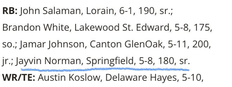 blessed to be named 2nd team all ohio