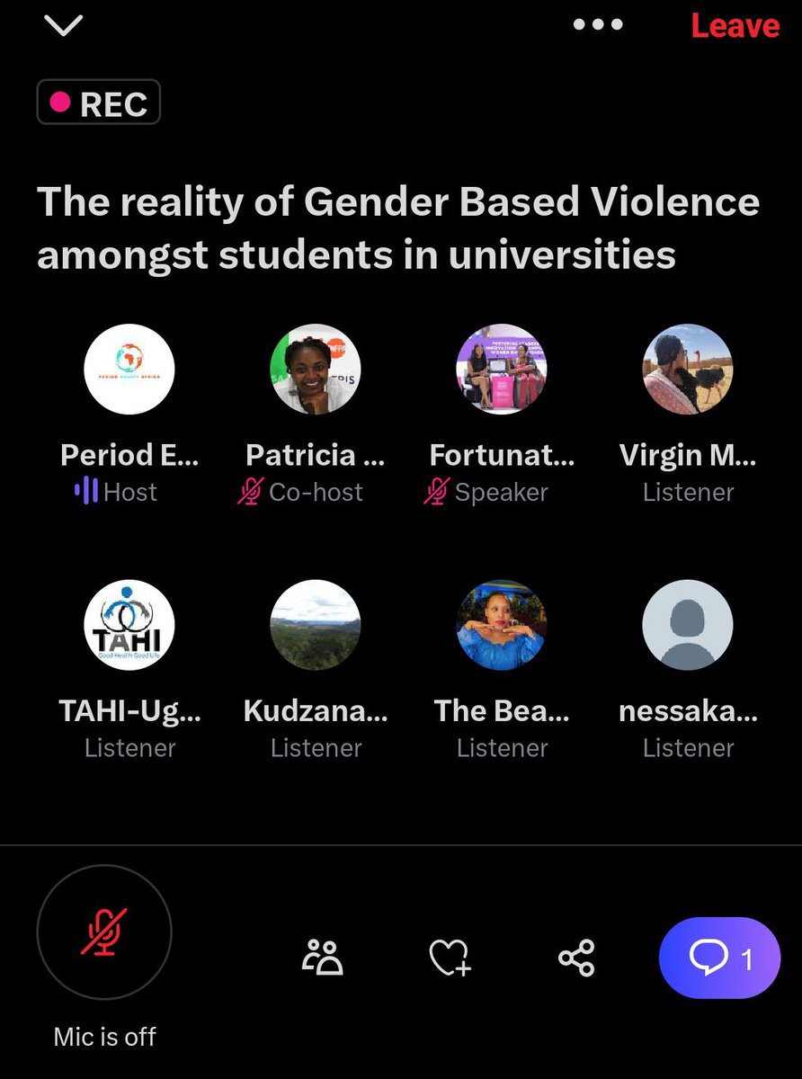 Tune in now, learn from student leaders of @kyambogo & @Makerere on combating gender based violence in the University settings. 

#EndGenderBasedViolence
Link: twitter.com/i/spaces/1zqJV…