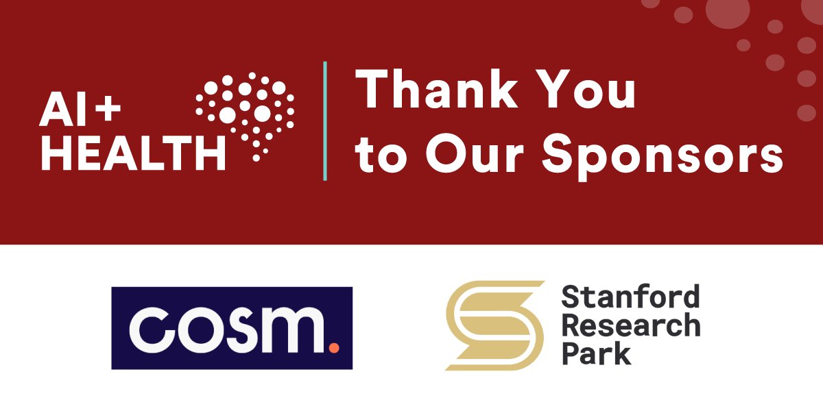 Reflecting back on the success of the 2023 #StanfordAIHealth conference and wanted to take a moment to thank our incredible sponsors for helping to make this program possible.  

⭐️Stanford Research Park: stanfordresearchpark.com 
⭐️Cosm: cosmhq.com