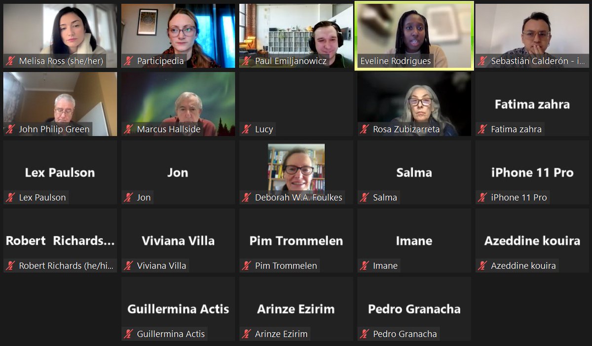 participedia's tweet photo. An inspiring discussion at today's #teachingcafe!
🙏Big thanks to our speakers from Governance Vocabularies Initiative @kmelisaross, @lexpaulson, Eveline Rodrigues, & Sebastián Calderón for sharing your work & motivating us all to get involved in #decolonizing #globalgovernance! https://t.co/F7P3b0UlWv