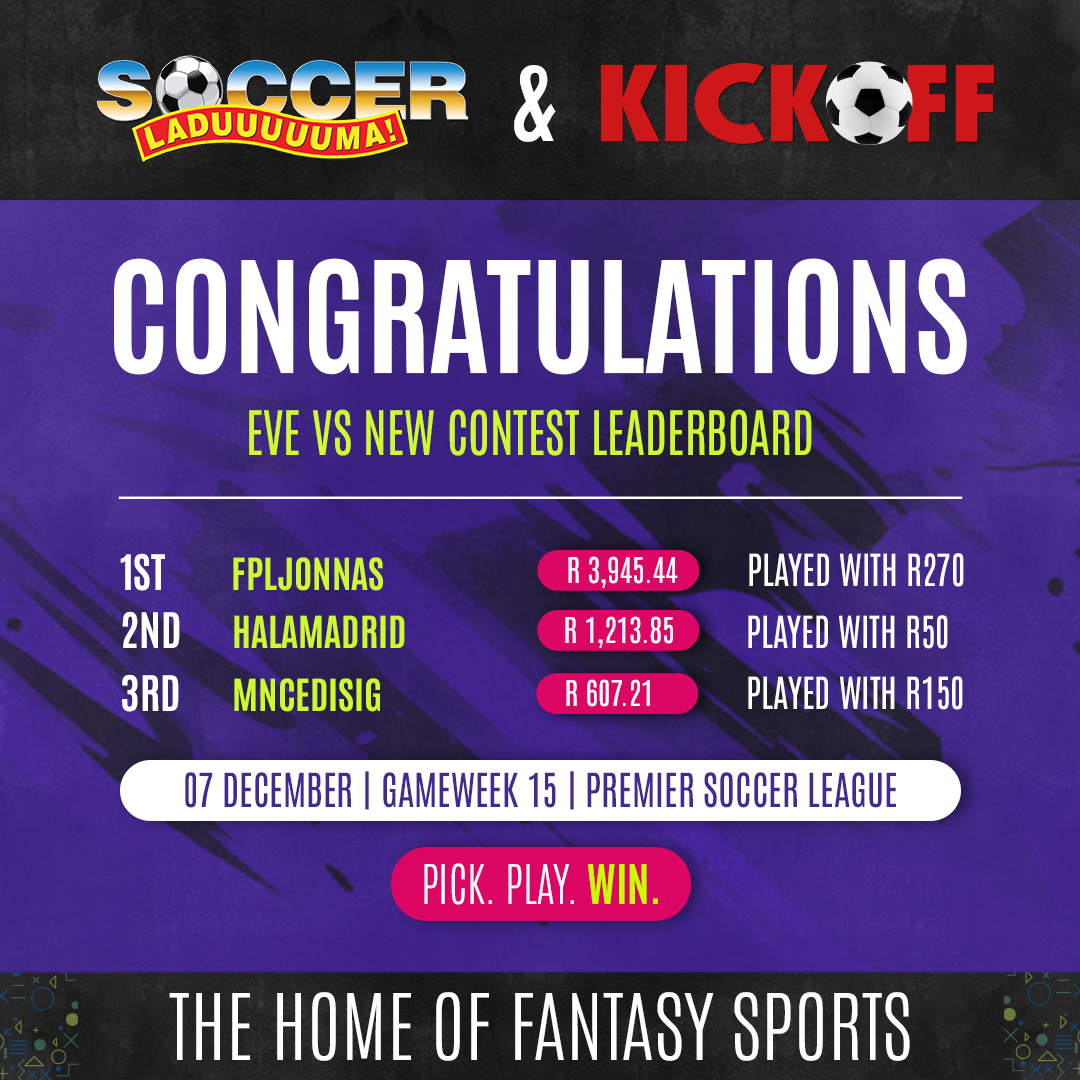 KickOffMagazine's tweet photo. ๐ฐWinner!๐ฐ
Goldeneye3 takes a huge win of R9973 from a R25 entry ๐
Congrats to all of our other winners from the past week๐ช
We have some huge match ups this weekend, be sure to get stuck in!
Register and start playing ๐ https://t.co/9moBYWnFoT
#LetsFantasyGo https://t.co/aEitrcELLl