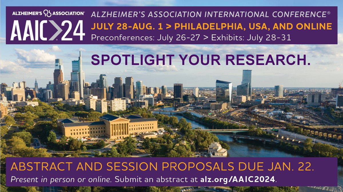 Don't miss your chance to show off your work at #AAIC24! Submit your abstract for the opportunity to share with researchers, clinicians and dementia professionals from around the world. Submissions due by Jan. 22, 2024. Learn more: alz.org/AAIC
