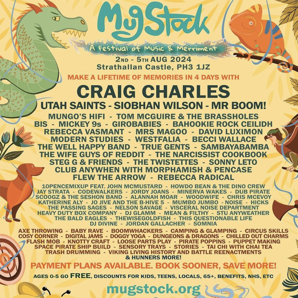Another festival for us in 2024 🙌Playing with @UtahSaints amongst many other good 'uns at the much anticipated @MugStock If you're not from Scotland this will be a good weekend to book your travel to here as there's more TBA 😜