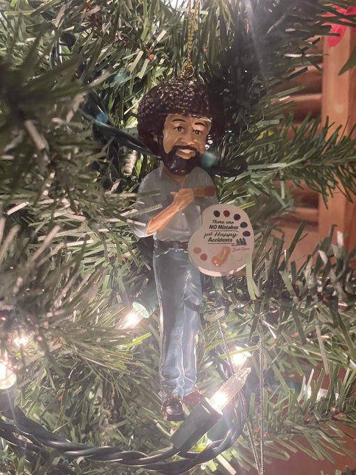 bob ross is officially up on the tree. christmas time is here ?? https://t.co/61lEIO9fea