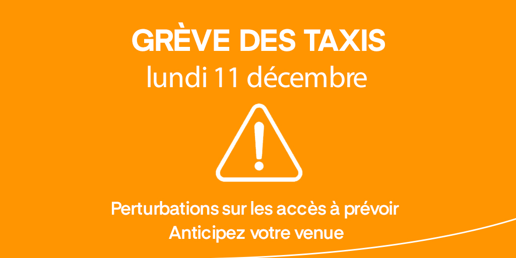 ⚠️En raison d'une journée de mobilisation des taxis ce lundi 11 décembre, des perturbations sont à prévoir sur les accès à l'aéroport. 👉Nous vous conseillons d'anticiper votre venue.