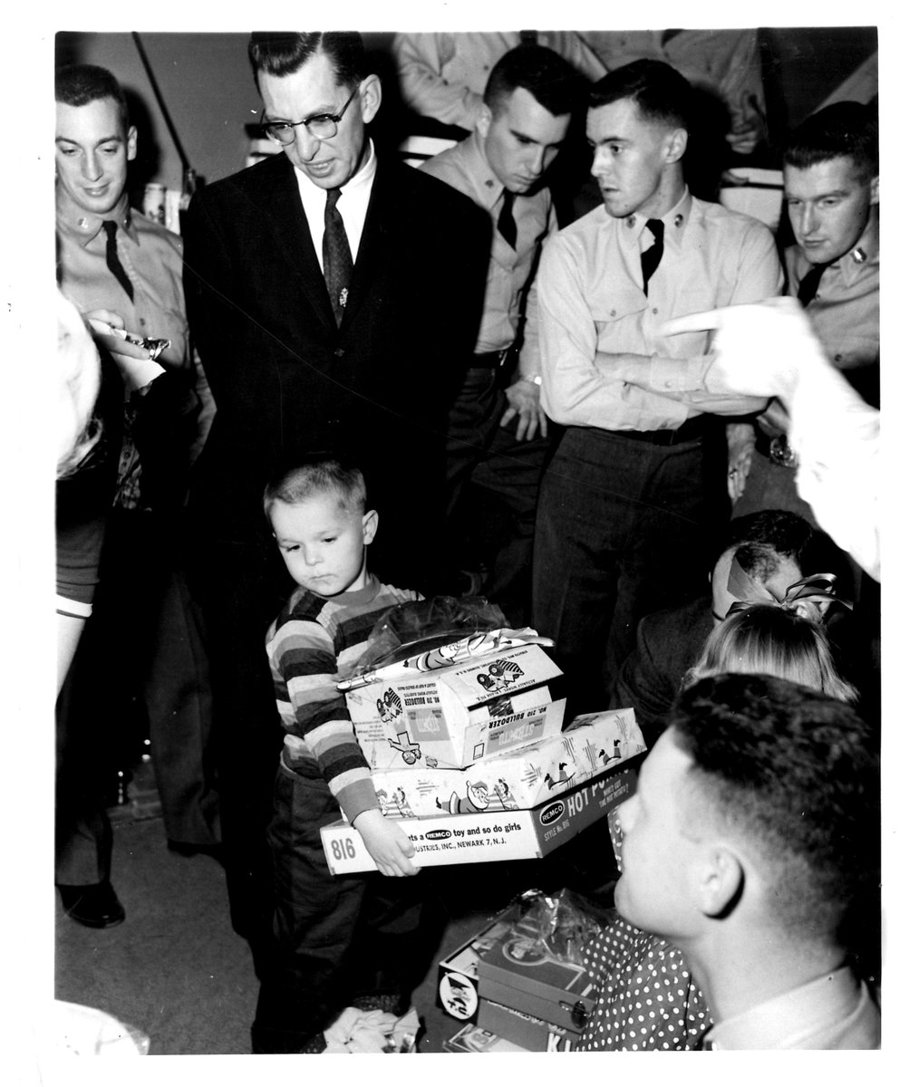 Widener U. Archives (@widenerarchives) on Twitter photo Love this little guy with his stack of presents! 🎁 #Archivesmas day 2!
Photo, President Moll with cadets handing out gifts c. 1960s Love this little guy with his stack of presents! 🎁 #Archivesmas day 2!
Photo, President Moll with cadets handing out gifts c. 1960s