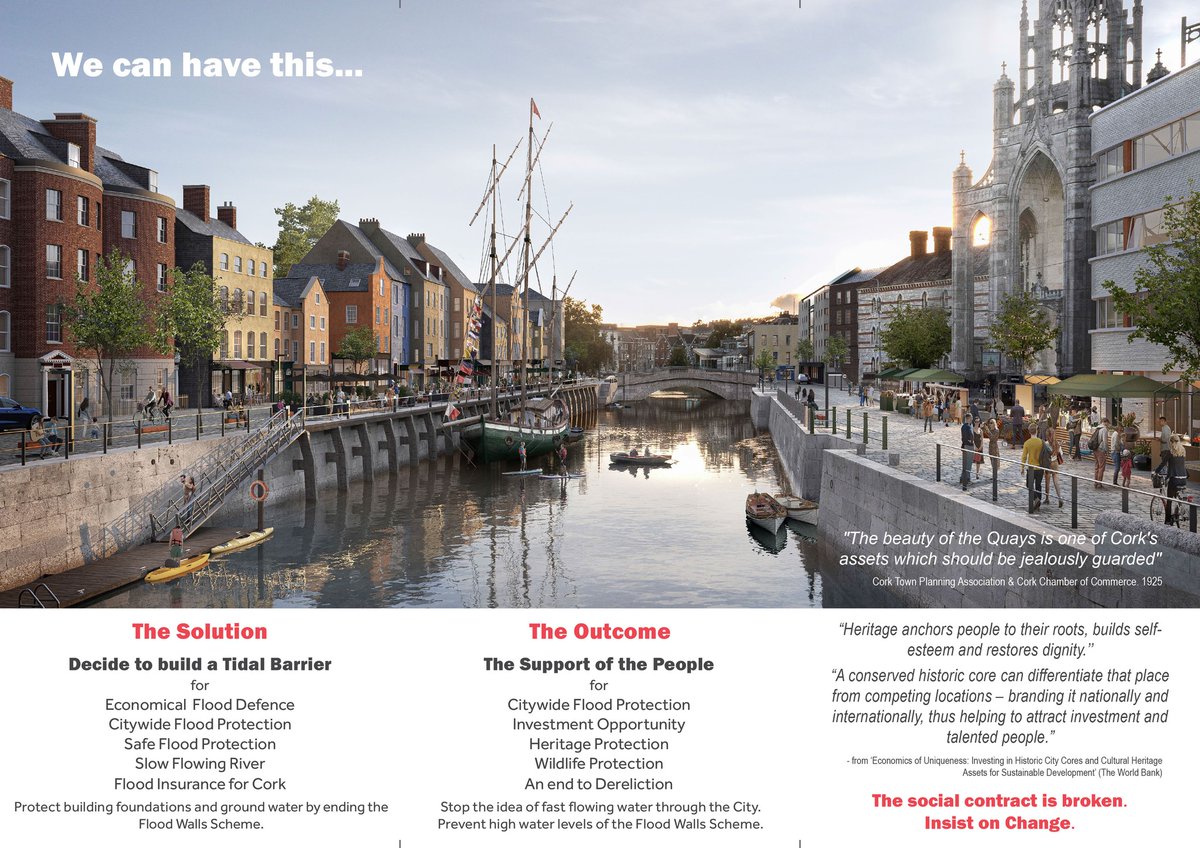 savecorkcity's tweet photo. Cork  deserves better than mandated flood WALLs that wont work and would  severely damage our environment and economy

Let your local  representatives know and vote them out if they support the OPW WALLs  Scheme

Councillors have been forcing the OPW WALLs for years

#LOVEtheLEE https://t.co/NiS8tT4r58