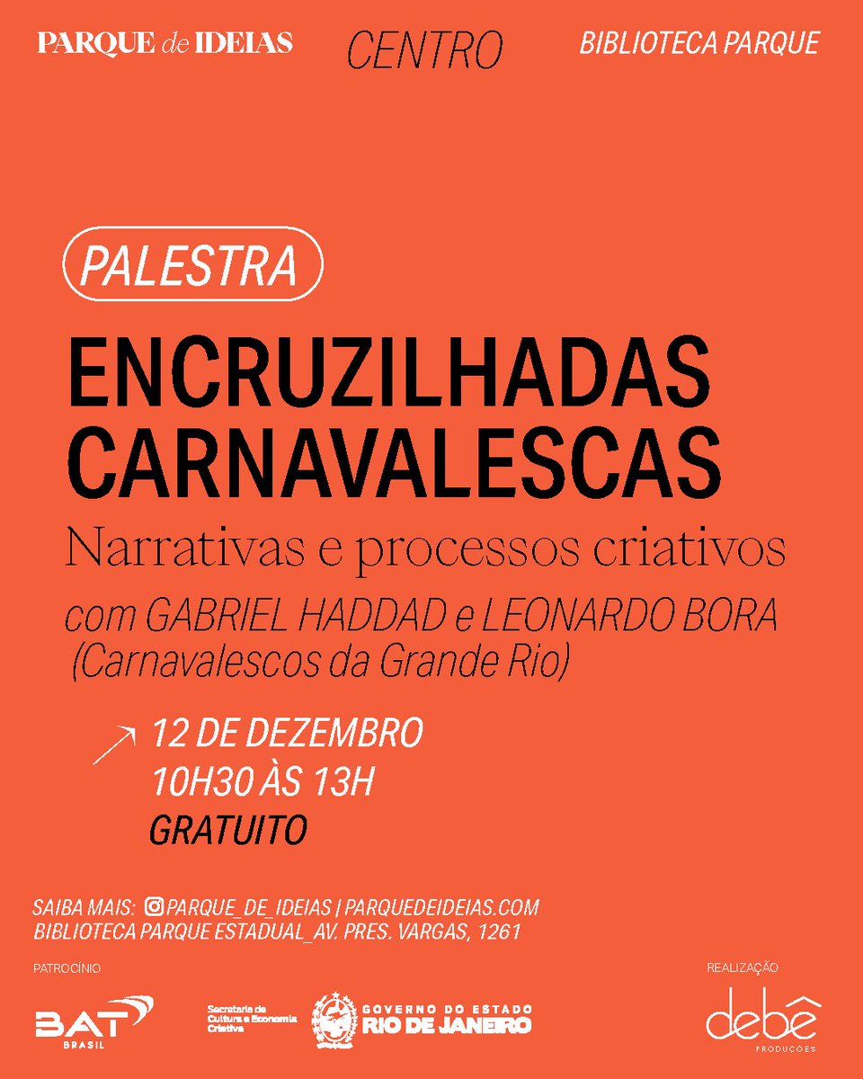 MarcioDebellian's tweet photo. Próxima terça-feira, de graça, no Parque de Ideias! https://t.co/7ih2MrtQke