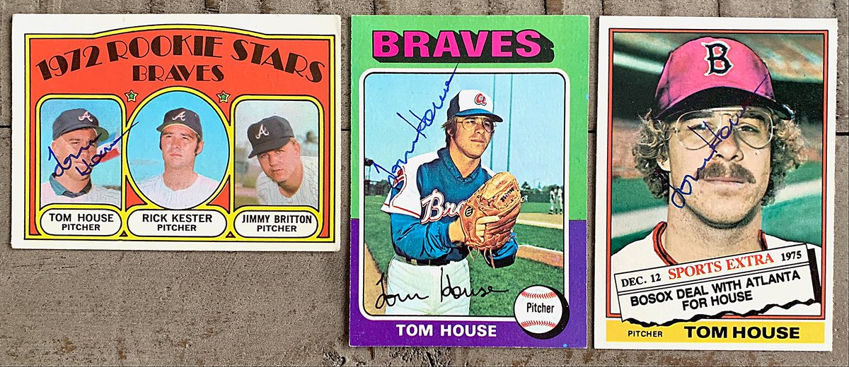 OhNoonan's tweet photo. Tom House – 8-Year MLB Career; 1974: 102 IP, 1.93 ERA, 0.98 WHIP. Caught Hank's 715th in the @Braves bullpen! Autographs thru the mail. #72Topps #76Topps
#ttm #ttmsuccess @HeyMattPatt @20thBaseball @BravestarrCards @caliser786 @mjs80377 @gfgcom @zmills4 @KenLynes @georgesands58 https://t.co/UtsiSO0vgk