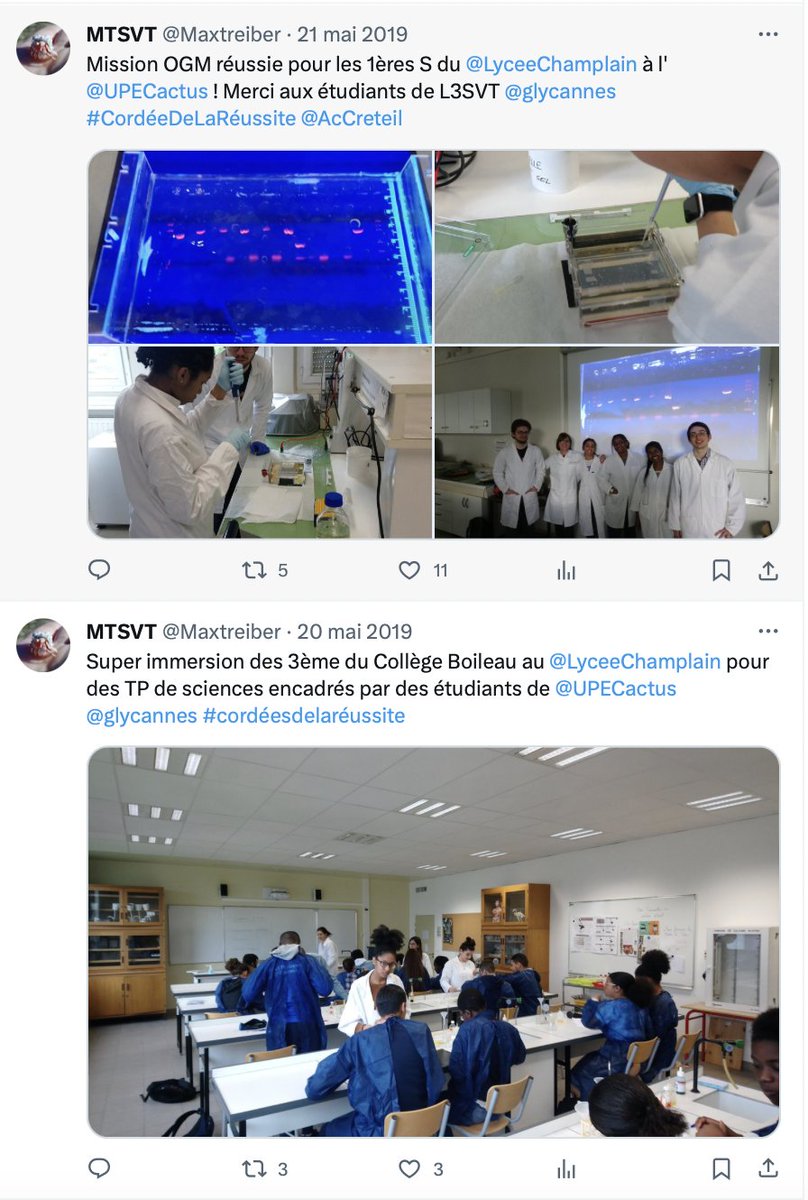 En + de 10a #cordéedelaréussite 'Banlieue-Est : Cap vers Sciences' @FST_UPEC-@LyceeChamplain a permis à + de 2000 élèves de découvrir, d'apprendre, de s'orienter et de croire en leurs chances au travers de multiples actions. Immense🙏 et hommage à Christophe Morin ! On continue !