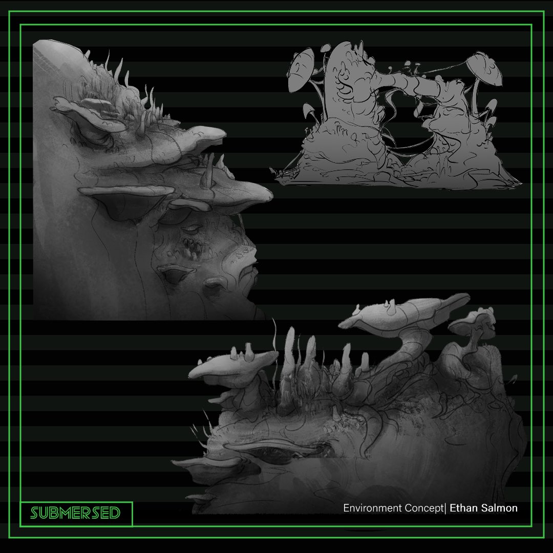 [Environmental Showcase ]
Created by Ethan Salmon:@salmon.sketch 

Ethan’s art is for Sequence 01, so figuring out what the opening environment would look like. Elements of exploring the overgrown flora and making it feel like an alien planet.
#environmentart #concept #bts