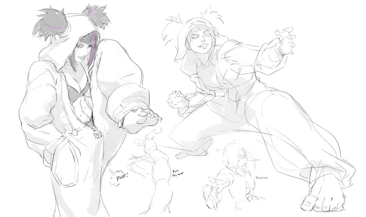 Couldnt sleep so sketching feet master flex pajama Juri. Might take one of these to finish. #StreetFighter6