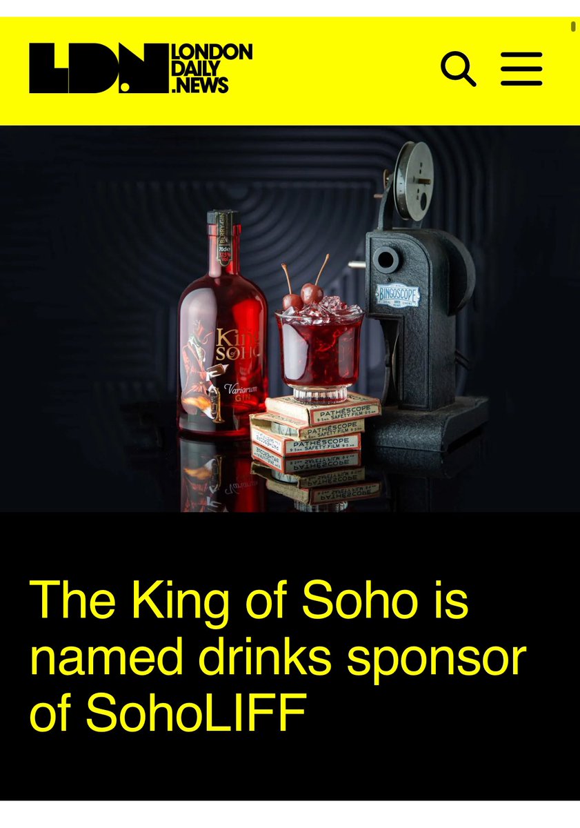 TheKingofSoho's tweet photo. @soholondonfilm 
Follow link for story &amp; cocktail recipe ➡️ https://t.co/kLQMpuuMum https://t.co/oqnWua7cRh