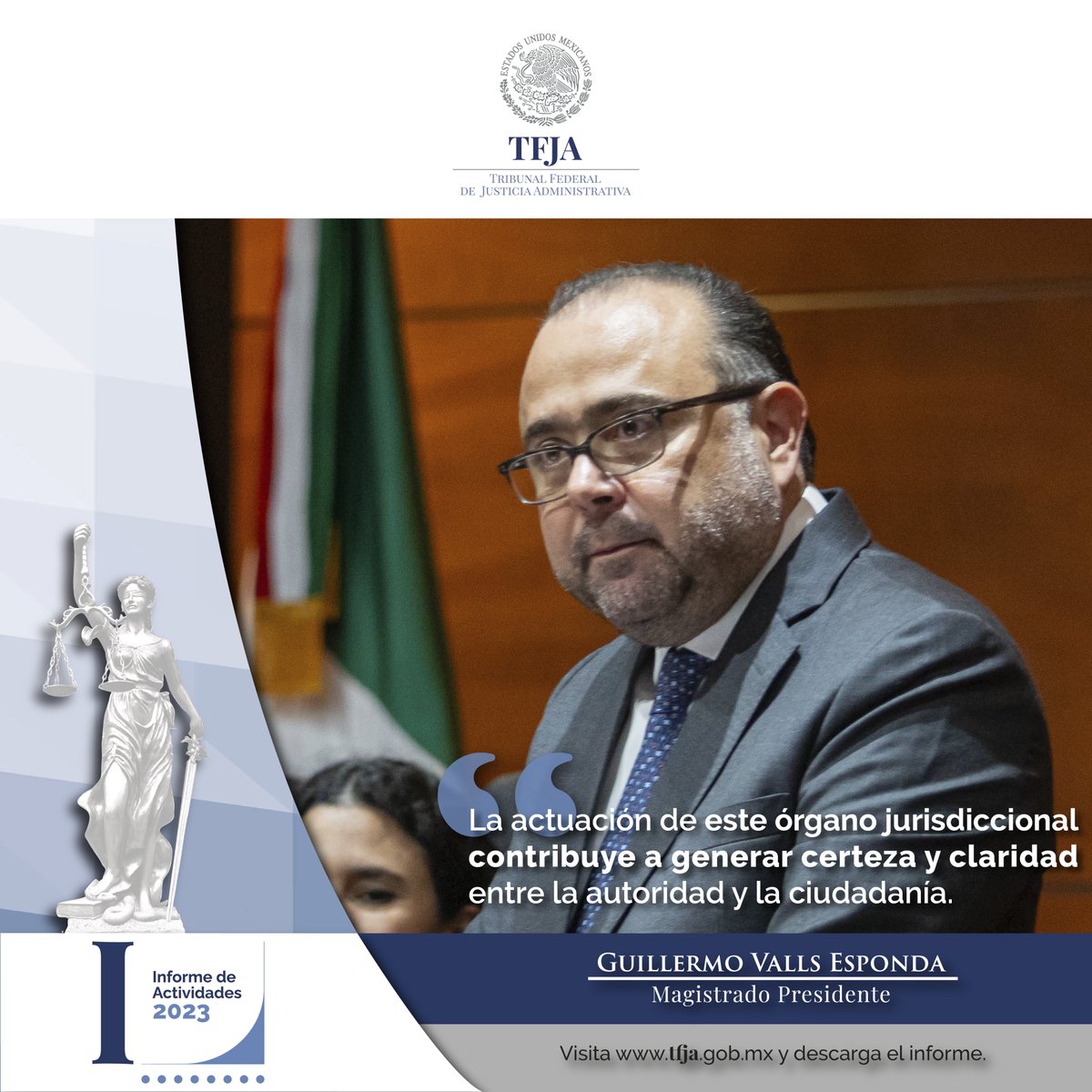 “La actuación de este órgano jurisdiccional de control de legalidad administrativa contribuye a generar certeza y claridad entre la autoridad administrativa y la ciudadanía, en la medida en que se obtiene justicia en cada acto reclamado."

En el #TFJA estamos #TrabajandoPorMéxico