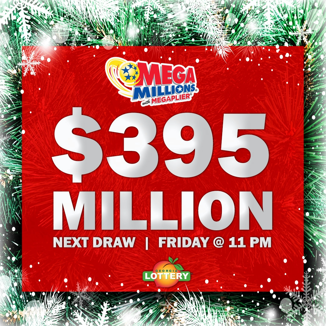 GeorgiaLottery's tweet photo. Shopping for the holidays just got a whole lot more exciting! πThe #MegaMillions Jackpot is estimated at $395 MILLION β Who's ready to become the next millionaire?! Play now for your chance to win big this holiday season! #Megaplier #MegaWin π€ https://t.co/7d0QXj9qkw