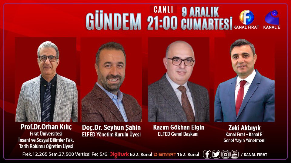 zekiakbiyik's tweet photo. Gündem programının konukları
📣#gündem 
🗓Cumartesi 
⏰21.00
📺 #KanalFırat
🌎https://t.co/Q875cL0Opc
Canlı Yayın Linkleri
  🛰https://t.co/Hds2ggf3Ok
  📡https://t.co/L3HhC9FK8J
  📡https://t.co/oRBxWs4wp1
  📡https://t.co/cKXR5QFun4 
@KGElgin @Seyhunsahin23 @okilic60 @elfed23 https://t.co/nr0x94NSbv