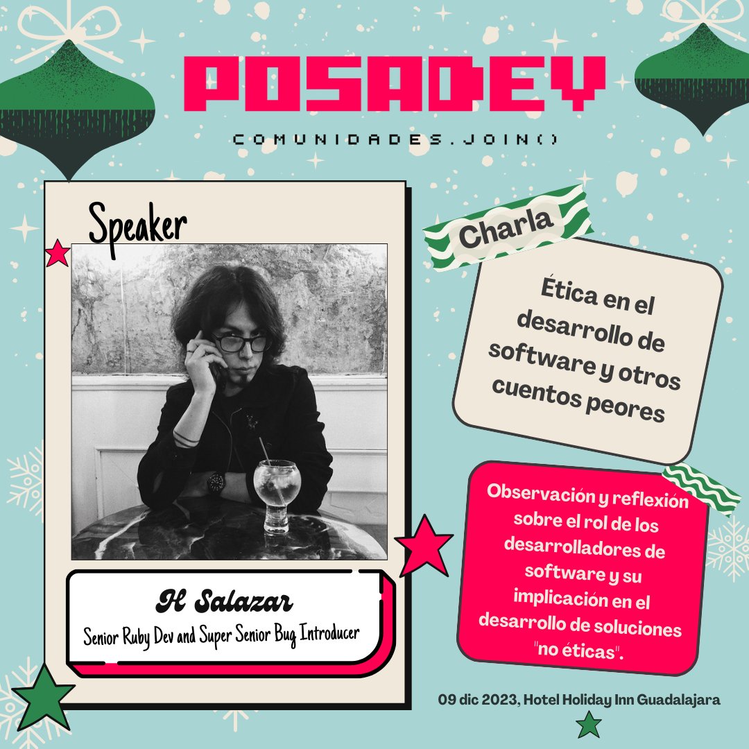 posadev's tweet image. 🎅🎙 ¡Ho, ho, ho! El reloj está en cuenta regresiva y faltan menos de 24  horas para que #PosaDev2023 ilumine el escenario con tecnología navideña.  🚀✨estos son nuestros dos últimos speakers que estaran acomapañandonos!!. 🌐🎄🌟🔍