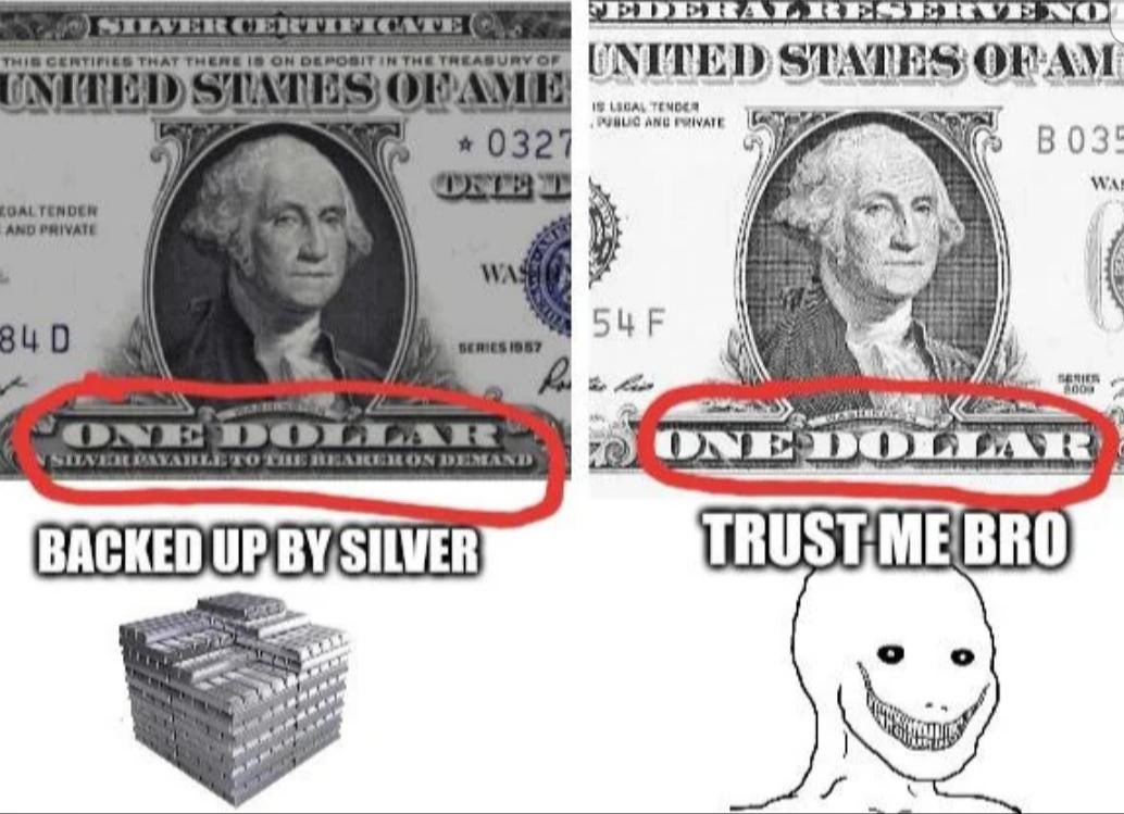 liberty_lyss's tweet photo. @Prolotario1 Silver and gold have been money for thousands of years.

Silver needed for your tech, vaccines, bombs and so much more. They keep the price just low enough so most don’t start to hoard it, and for governments to snatch it up. https://t.co/ur3NtKYXJ5