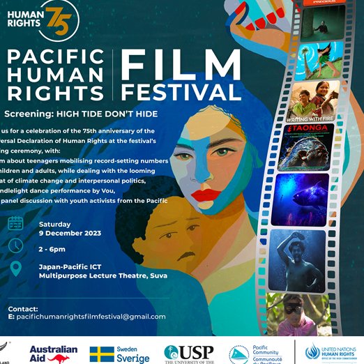Bula peeps, join us at 2pm for a film on youth climate activism, 'HIGH TIDE DON'T HIDE', and panel discussion with young #PacificHumanRightsDefenders + performance by @VOUfiji. 2pm today, USP ICT Japan Pacific Theatre. spc.int/events/9th-scr….