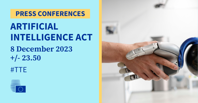 EUCouncilPress's tweet photo. At the end AI act trilogue, press conference with Spanish Secretary of State Carme Artigas Brugal at arount 23.50 (provisional timing).

Follow the livestream here🎥👇