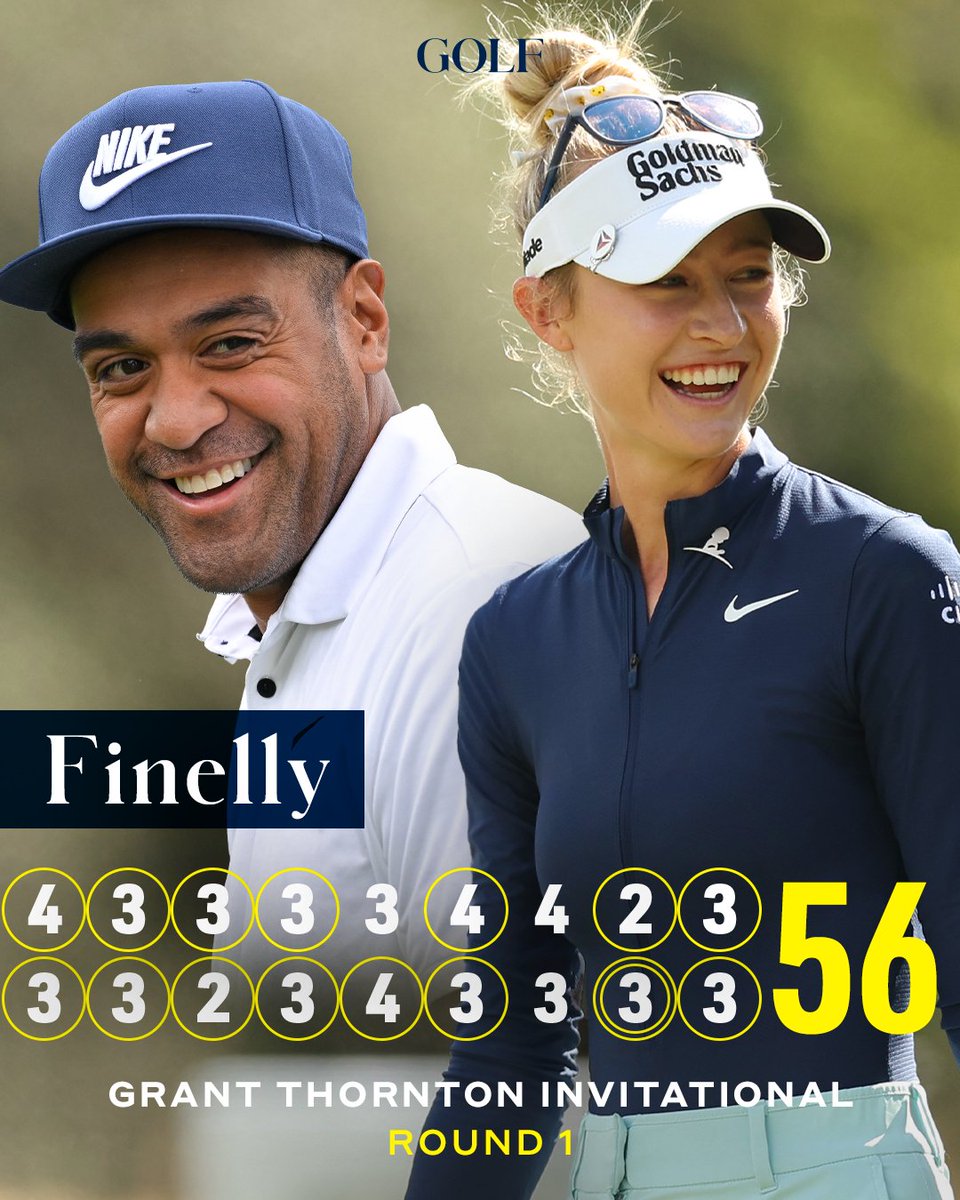 GOLF_com's tweet image. Finelly takes the first-round lead. 😄