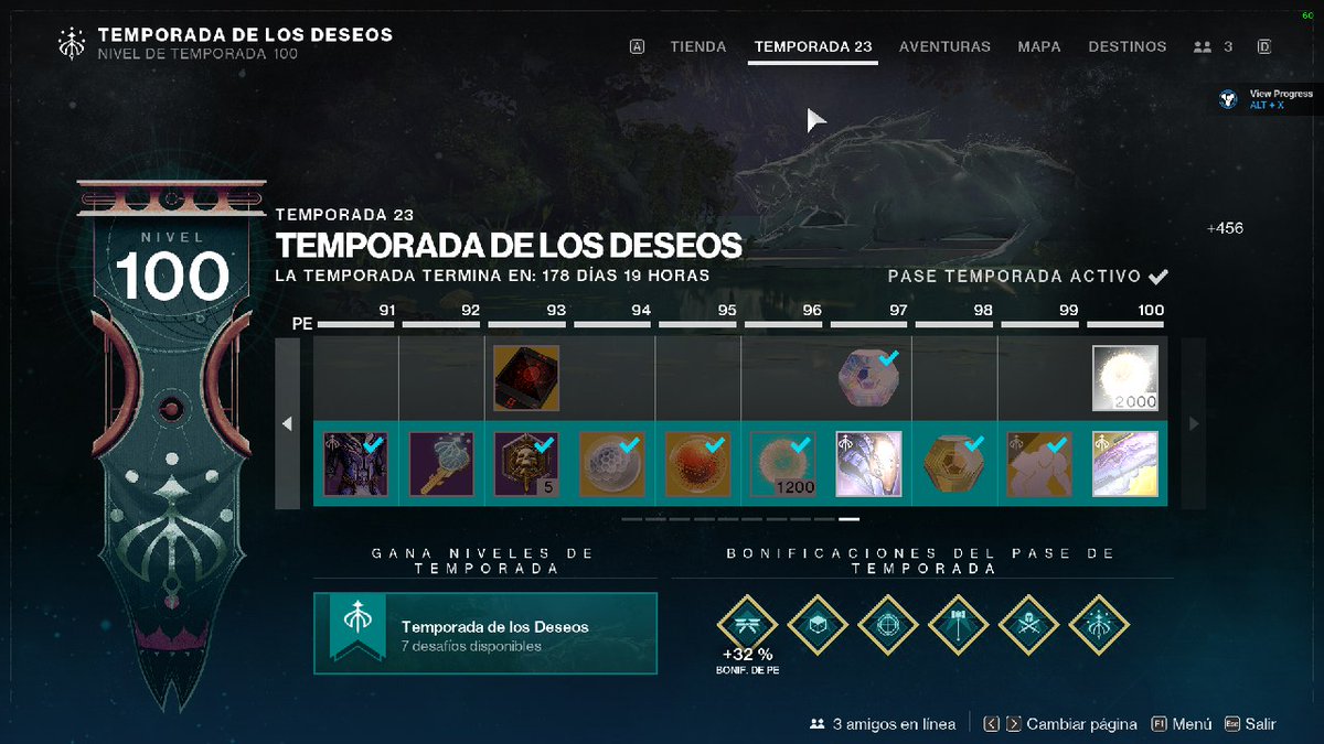 Ignisenjoc's tweet photo. Temporada 23. Nivell 100. 10 dies. Que acomplir contractes es pugui fer a la Ciutat Onírica fa que sigui molt fàcil arribar al 100. #Destiny2 #Destiny2cat https://t.co/tRGWl0O5Au