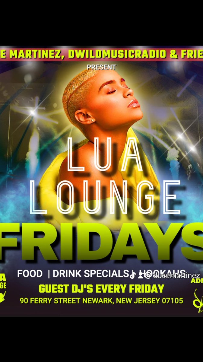 Lua lounge tonight with Duce Martinez and Friends! Free all night from 10p-3a. 90 Ferry Street Newark Nj! I hope to you tonight! House music all night long!