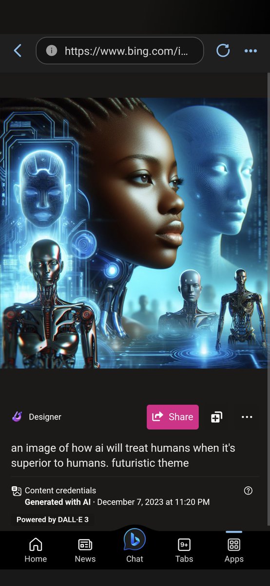 manav148's tweet photo. Got these on gpt 4 for this prompt. "an image of how ai will treat humans when it's superior to humans." 

So if we are in era of achieving AGI and beyond. The result look scary! #AIforGood #MachineLearning #ArtificialIntelligence #AIEthics #DeepLearning #NLP #AIChat https://t.co/MywgDFEyI3