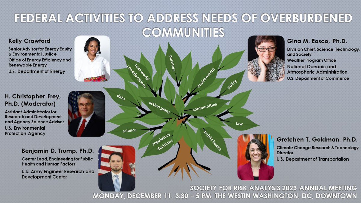 Looking forward to participating in this @SocRiskAnalysis panel next Monday on Federal Activities to Address Needs of Overburdened Communities. sra.org/events-webinar…