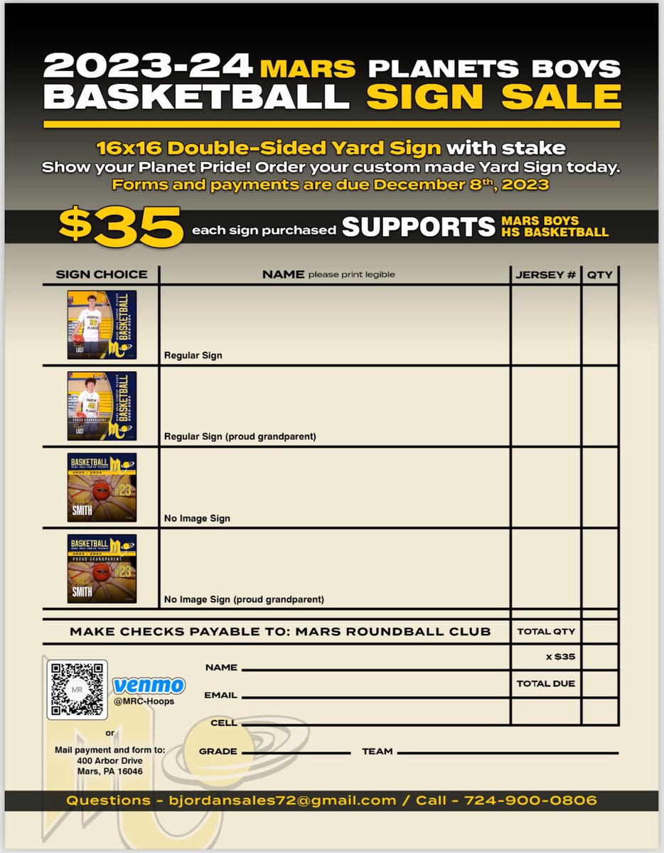 MarsHS_Hoops's tweet photo. ππ LAST DAY TO ORDER YARD SIGNS!! ππ
For anyone wanting to purchase a sign to support their player: BOYS Grades 7-12 and GIRLS Grades 9-12 able to purchase signs and will use your recent basketball pictures!
#Get_To #LetsGoPlanets https://t.co/MXb3CTxHGJ
