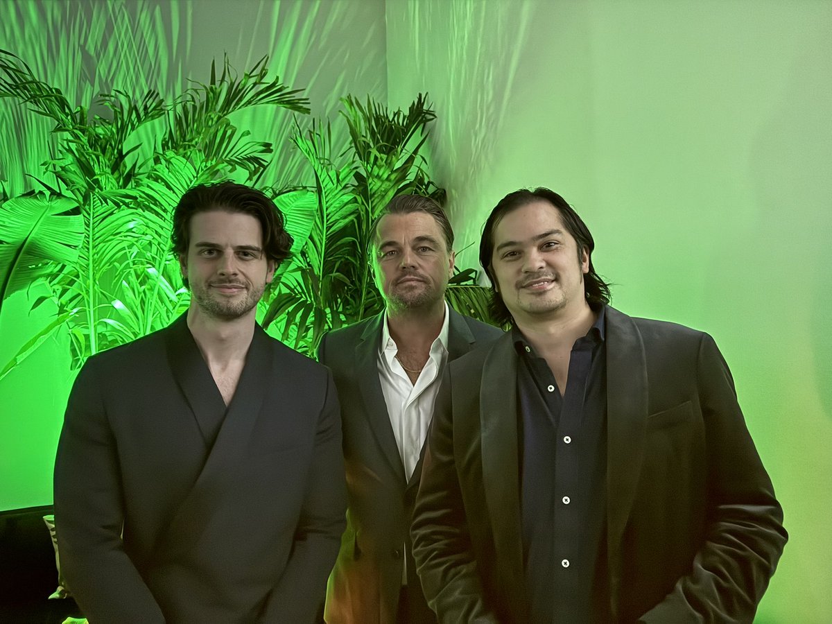 Alastairwalker's tweet photo. 🎩 @AspreyStudio and @jessewoolston at Leonardo DiCaprio’s auction for Re:Wild. Themed Art of Nature 100% of funds raised in the auction will go directly towards Re:wild's singular and powerful focus to protect and restore the wild. Jesse was the only digital art lot and raised 90k usd