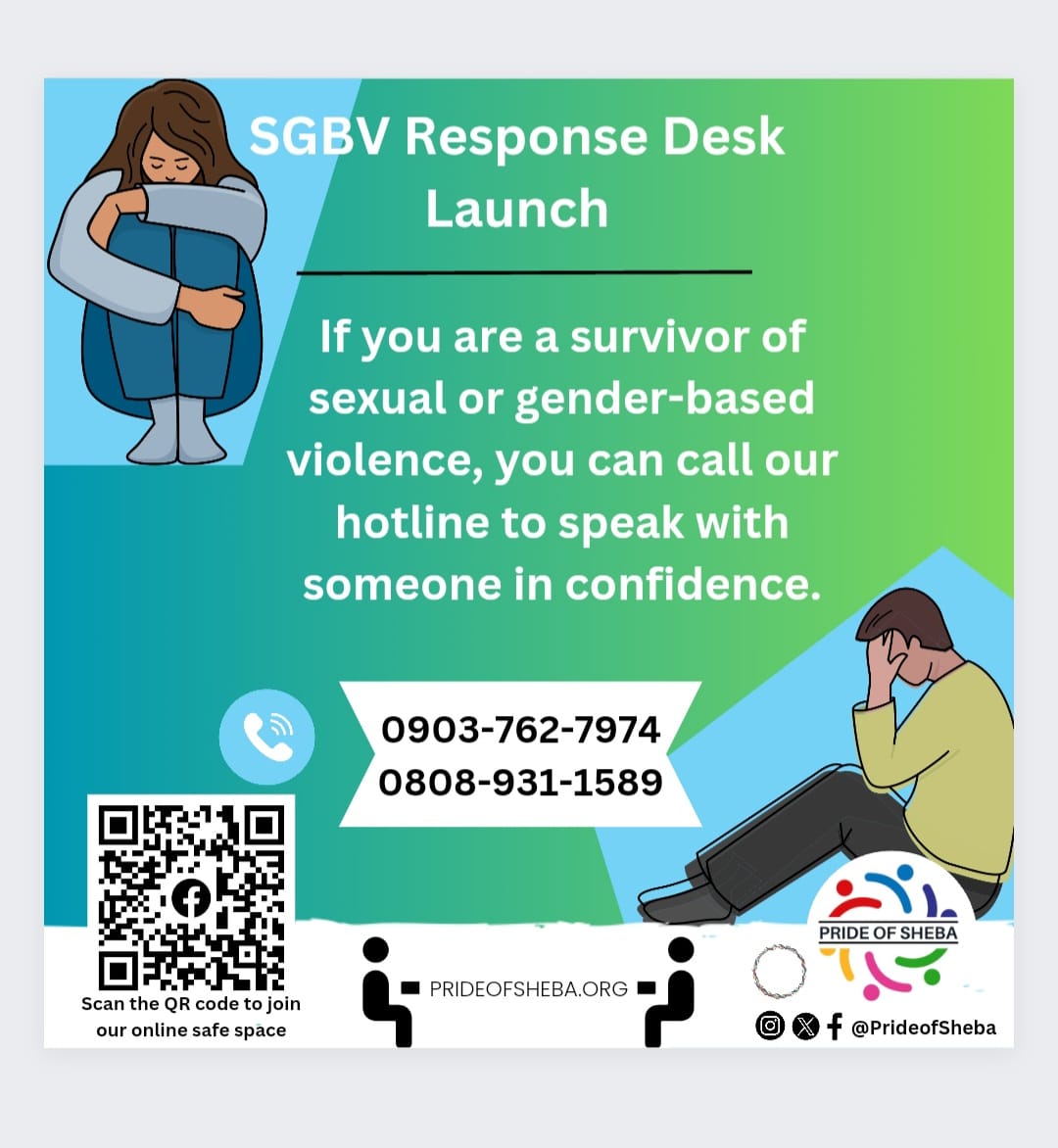🔗 Introducing our SGBV Response Desk! 🎉🌟

#Prideofsheba #SGBVResponse #BreakTheSilence #SupportSurvivors #YouAreNotAlone #SpeakOutTogether