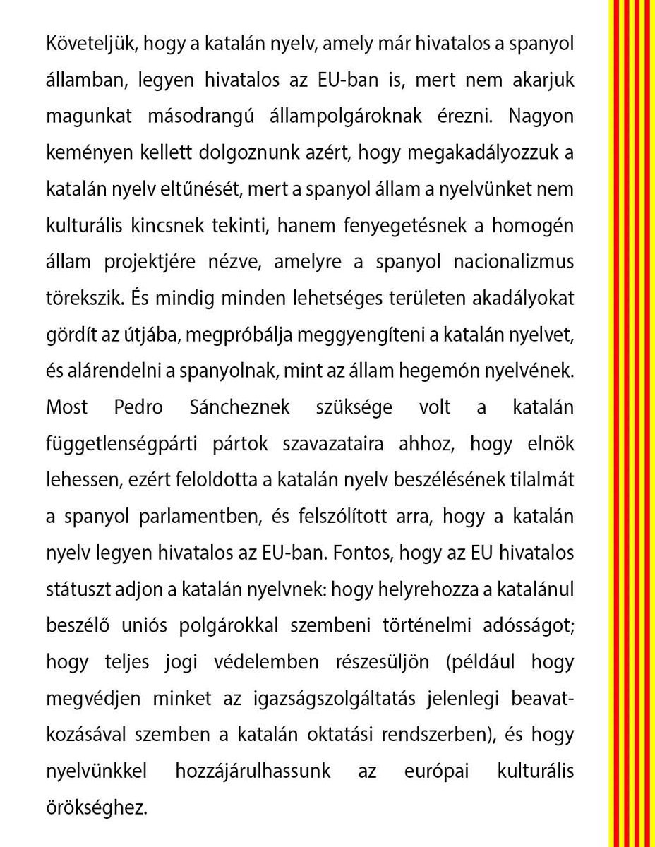 TimbalersPelCat's tweet image. 20/29
🇭🇺 HONGRIA
12-12-2023, Európa Tanács:
#SayYes #CatalanOfficialEU
Mi, katalánok saját nyelvvel rendelkező uniós polgárok akarunk lenni.
@PM_ViktorOrban @KatalinNovak_HU @JanosBoka_HU @abouthungary @JuditVarga_EU