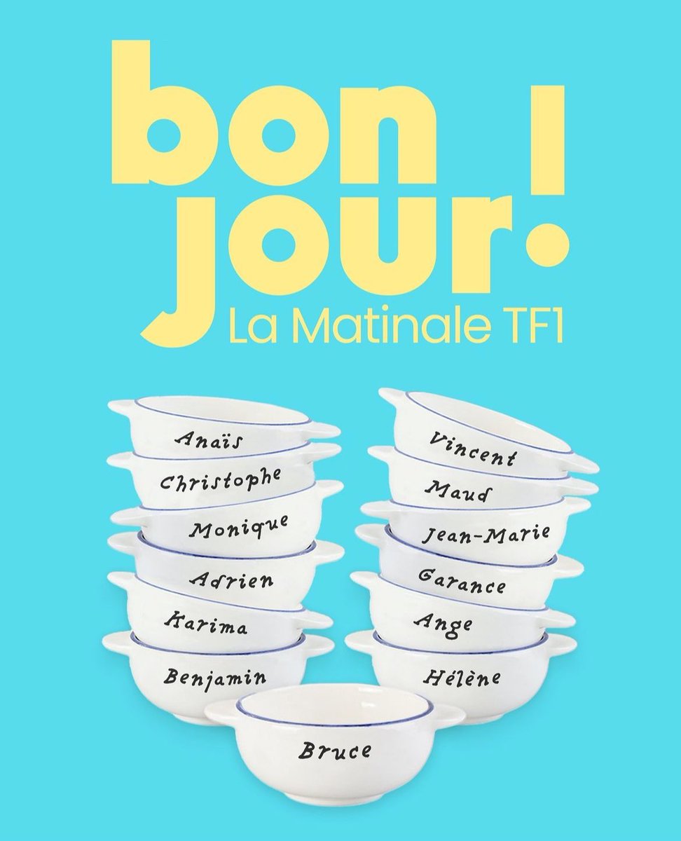 Voici l’équipe « Bonjour ! » ⤵️ Anaïs Grangerac, Christophe Beaugrand, Monique Younès, Adrien Gindre, Karima Charni, Benjamin Müller, Vincent Valinducq, Maud Descamps, Jean-Marie Bagayoko, Garance Pardigon, Ange Noiret et Hélène Mannarino. ✨ Rendez-vous dès le 08/01 sur @TF1 !