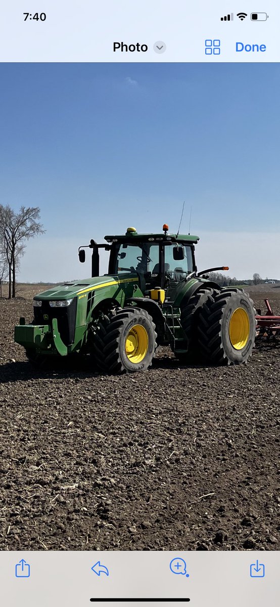 Selling our JD 8310r 4wd tractor, 2014, 6500hrs, IVT 50k transmission, front suspension, 4 hyd remotes, leather heated seat, Michelin 650/85r38 VF tires and duals. Been a great unit. GPS equipment available , asking $235k CAD
Moorefield, Ontario. Dm for more info