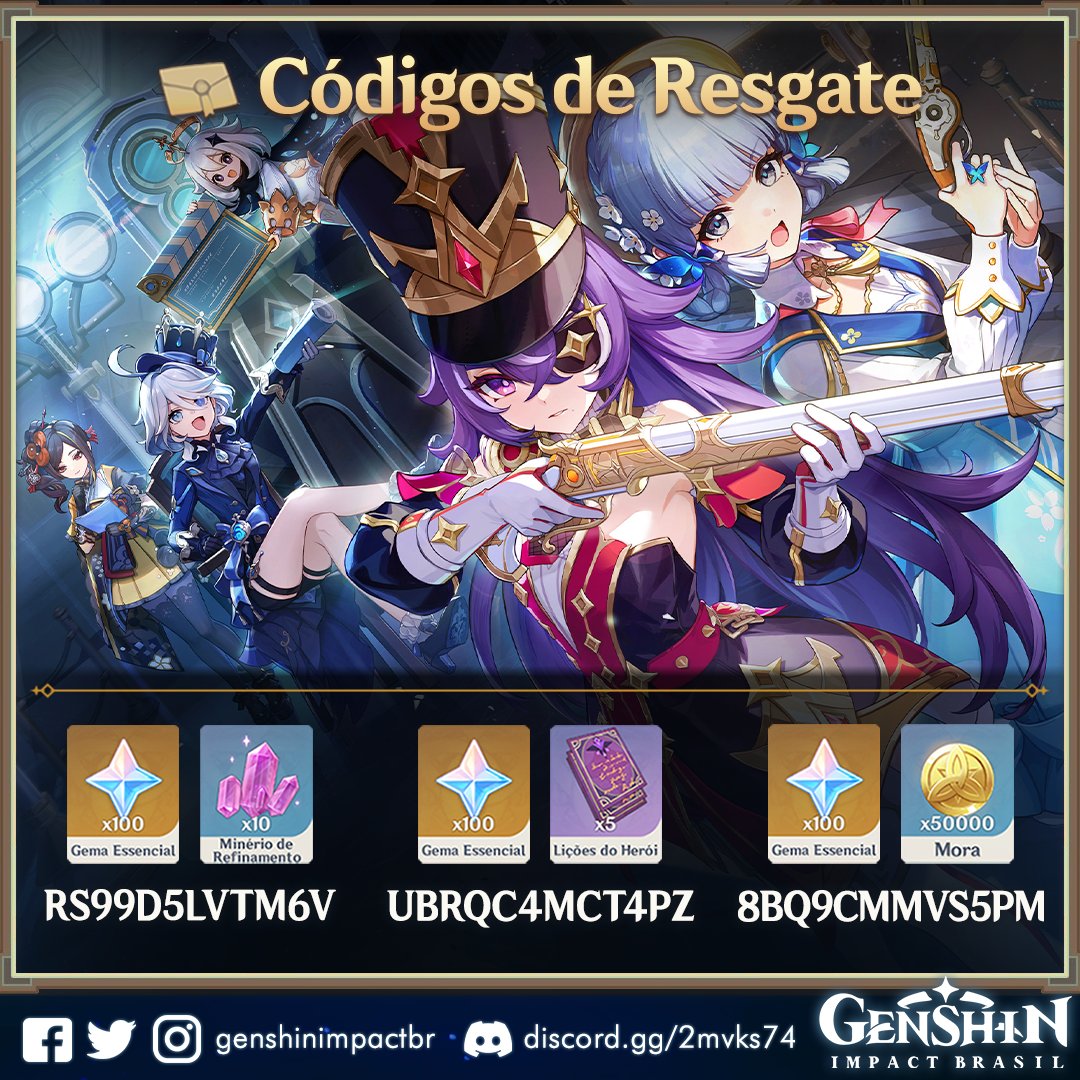 Genshin Impact Brasil on X: Aqui estão os códigos da live da