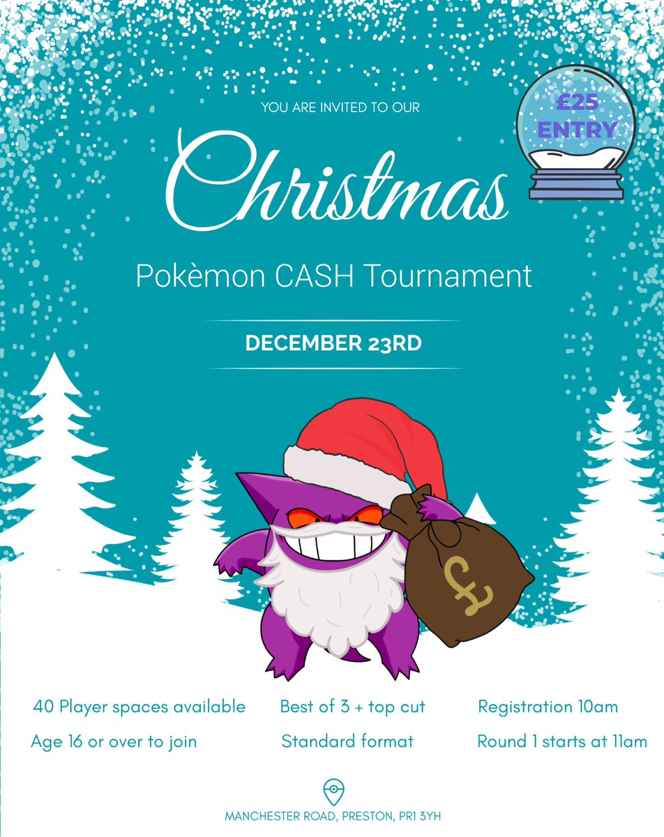 AJ_TCG_LTD's tweet photo. WHO WANTS TO WIN SOME MONEEEEEEY 💰👀

Message for any extra details or to secure your spot. 🙌

#Pokemon #ShinyTreasure #PokemonShinyTreasures #PokemonTCG #PokemonTournament #PokemonPreston #Preston #pokemonchristmas https://t.co/ZYQo9lyN0W