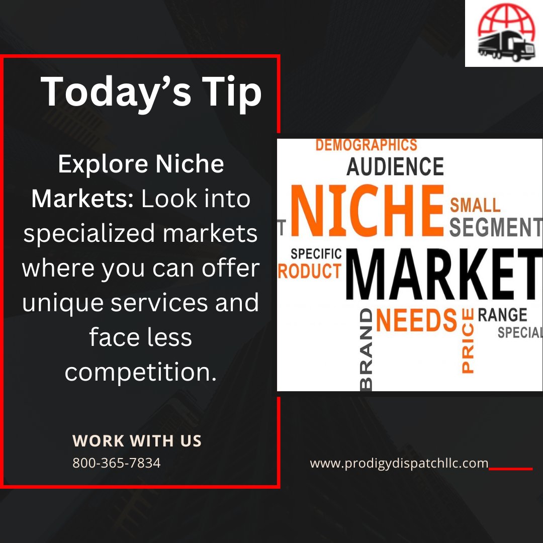 ProDispatch_'s tweet image. Today's tip: Explore Niche Markets #business  #PRODIGYDISPATCH #MarketingTips