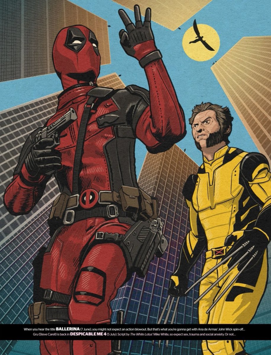 QuidVacuo's tweet image. ¡BOOM! TotalFilm lanza el primer arte promocional de 'DEADPOOL 3' con cameo del nuevo Capitán América.