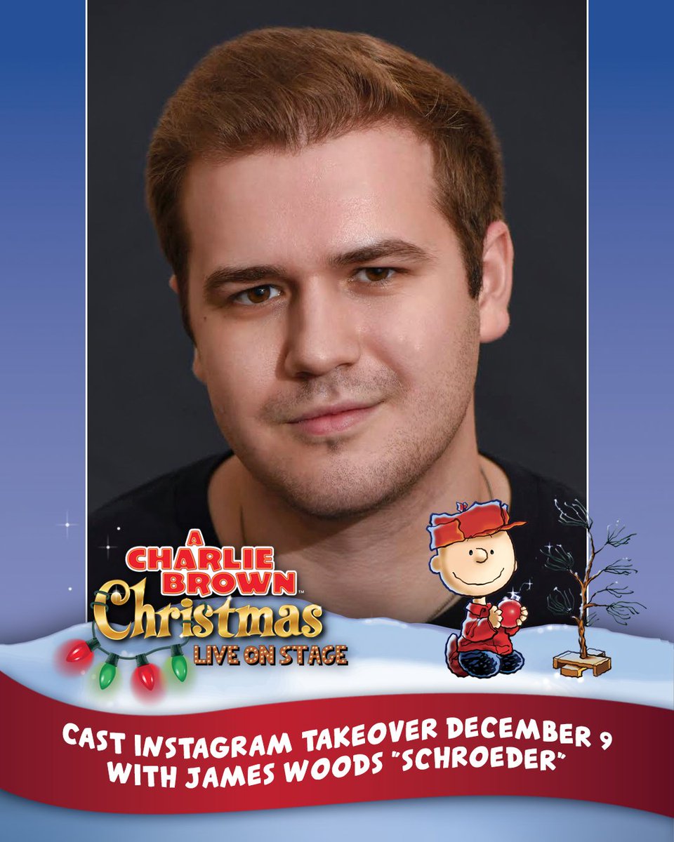 James Woods “Schroeder” will be taking over our Instagram tomorrow, December 9 from the Charleston Gaillard Center. Get a look at a day in the life of a cast member on tour with #ACharlieBrownChristmas: Live on Stage! 💛❄️🎄 IG: charliebrownchristmaslive