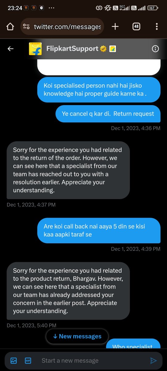 BhargavBsolanki's tweet photo. @flipkartsupport @_Kalyan_K @flipkartsupport if u have responded to Aaj ka din nahi aata . Ye SS aapki chat ke hai, mails recording alrady district magistrate ke samne live call pr baat karke complain bhi kar raha hu soon will get legal notice. https://t.co/f2zCKwmGKh