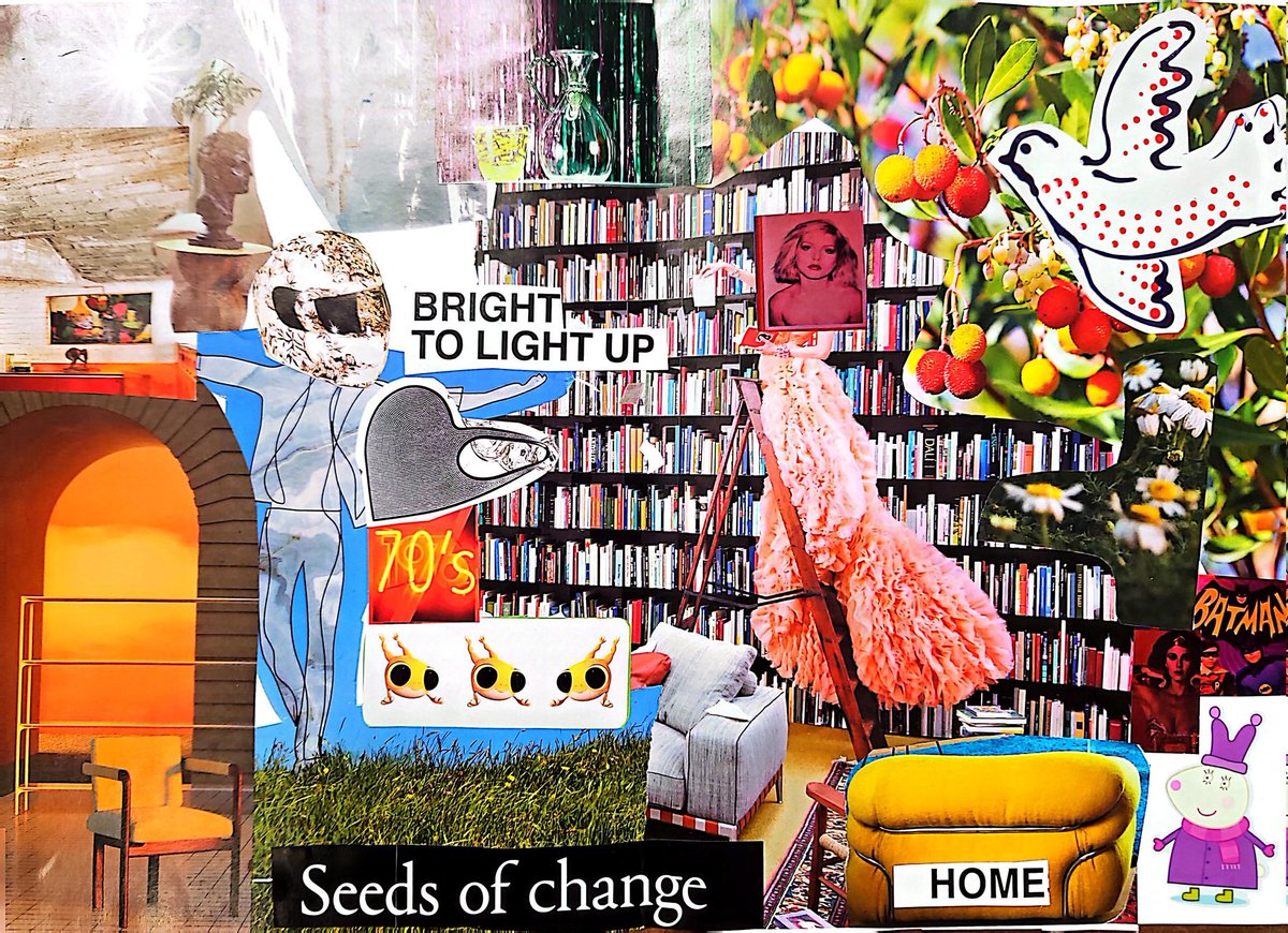 Do you vision board? Or use collage in your coaching or facilitation practice? Here's mine for 2024. #coachingwithcollage #facilitation #teamcoach #thinkingdifferently #timetothink #schooloffacilitation