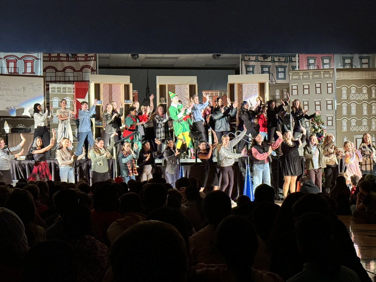 DrIngwerson's tweet photo. Our NMS musical this year is Elf Jr. The Musical and it is amazing!!! We had our all school performance this morning and our performers and audience members made us proud. We would love to see you at a showing - Friday at 6pm, or Saturday at 1pm and 4pm. #Proud2bMPS https://t.co/uK4nt3jnkz